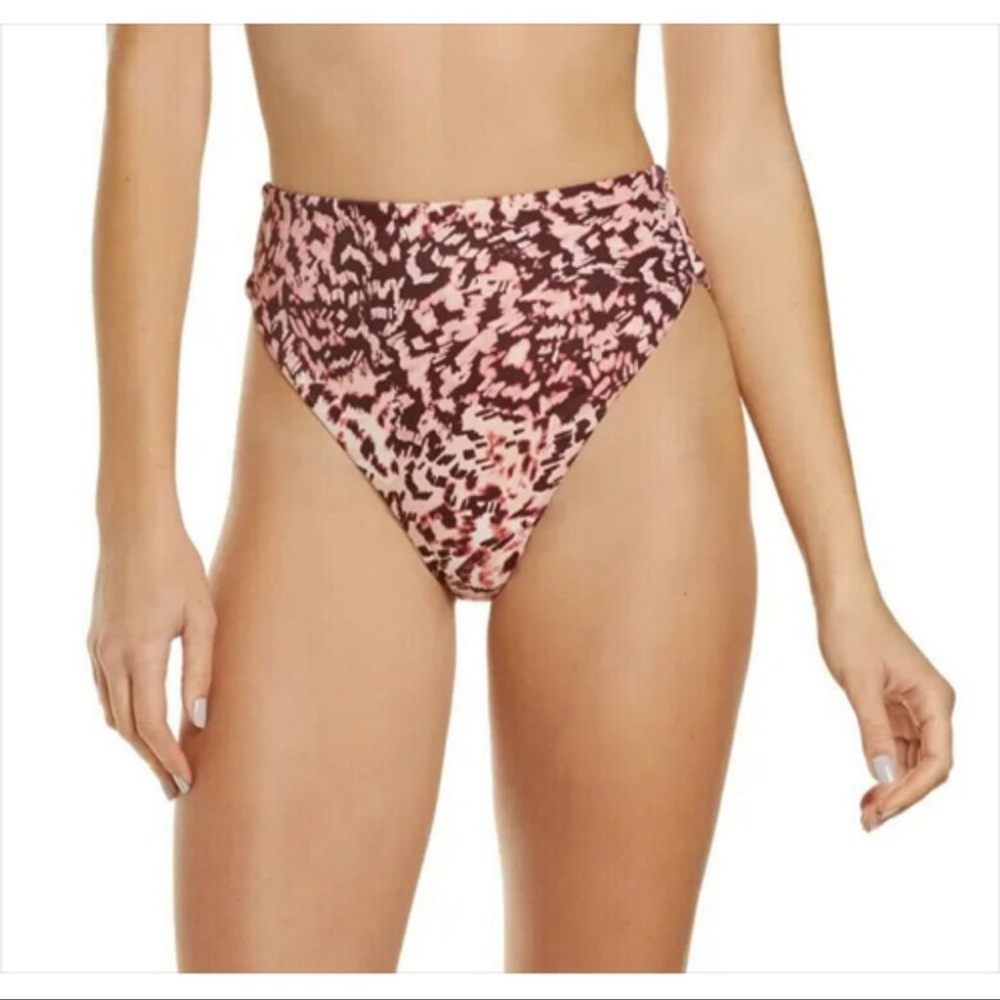 CHELSEA28 NEW Easy Retro High Waist Swim Bottoms Pink Small
